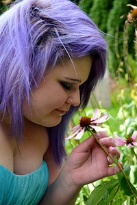 Purple hair female girl photo