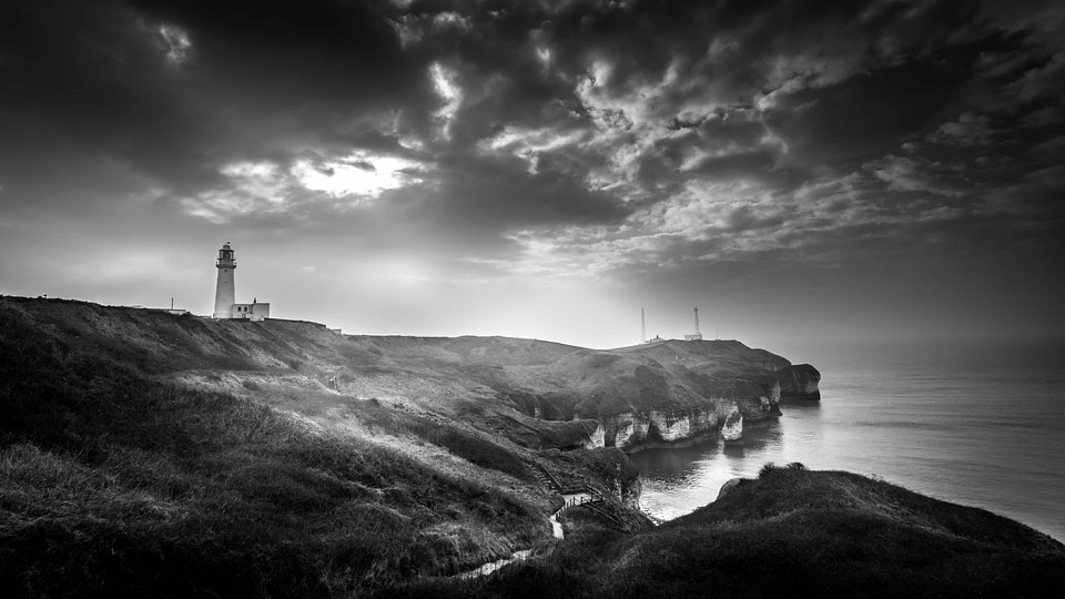 Beach black and white coast photo