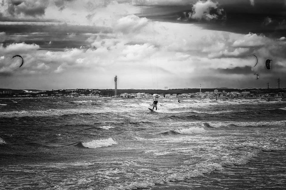 Beach black black and white