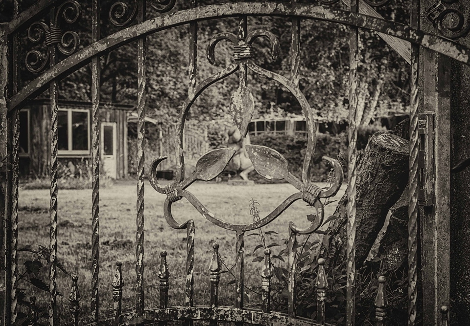 Black black and white fence