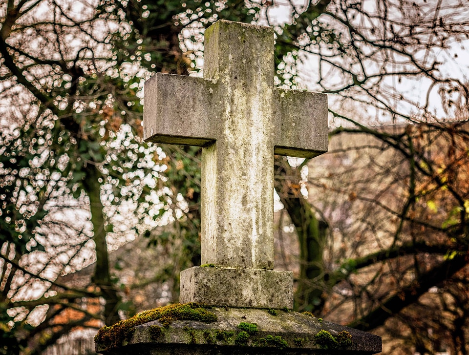 Autumn cemetery cross