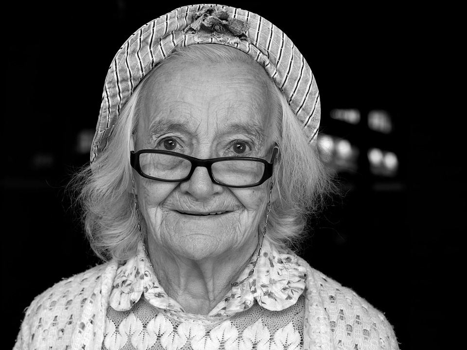 Black And White elderly face photo