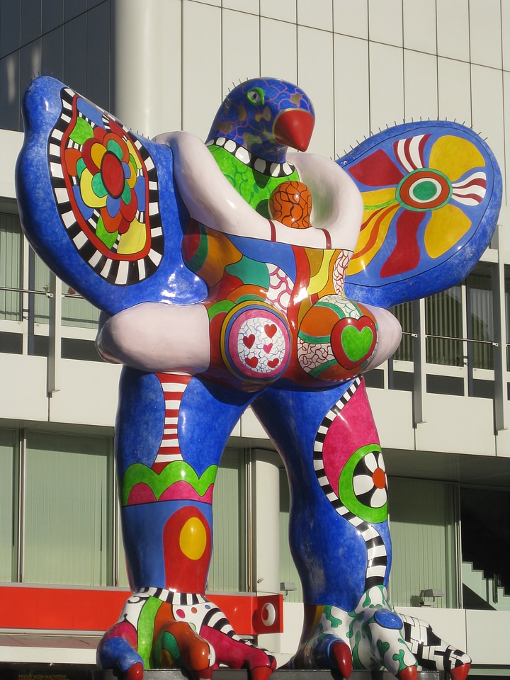 Colorful sculpture fountain