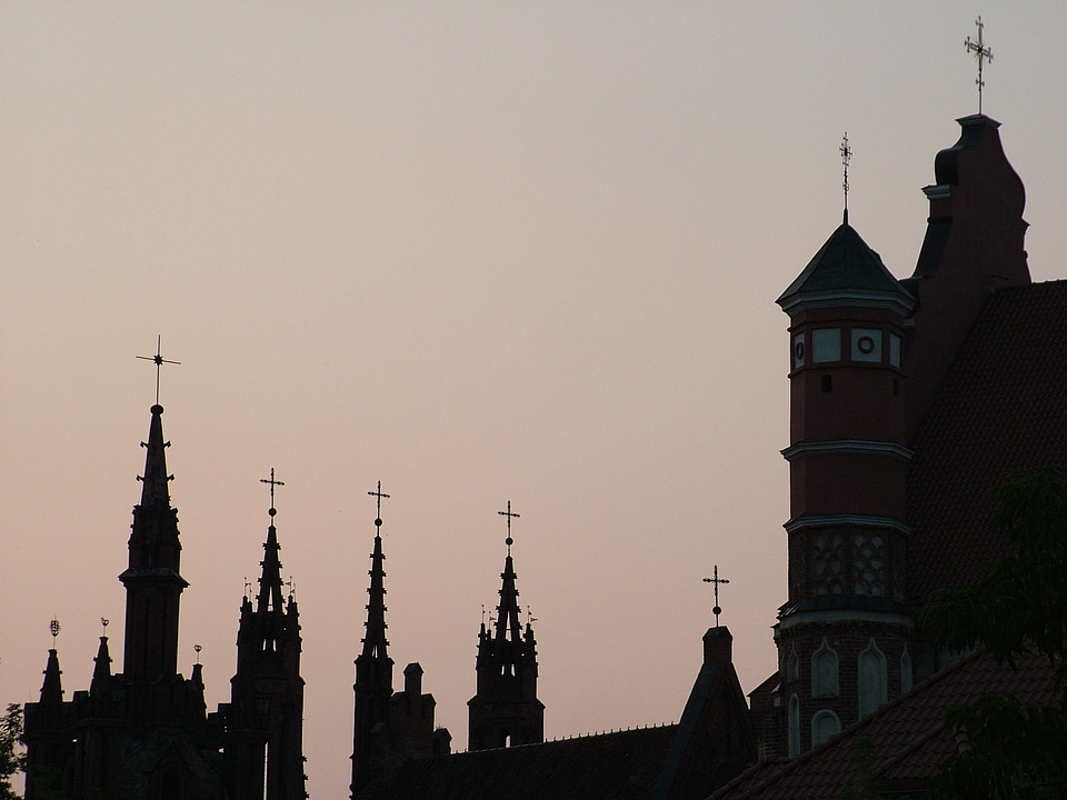 Vilnius gothic quarter sunset