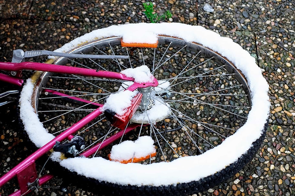 Bicycle object snow