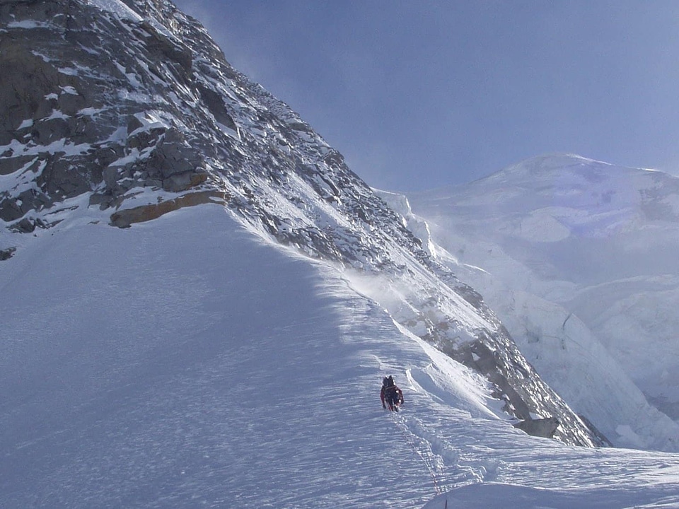 Climber climbing cold