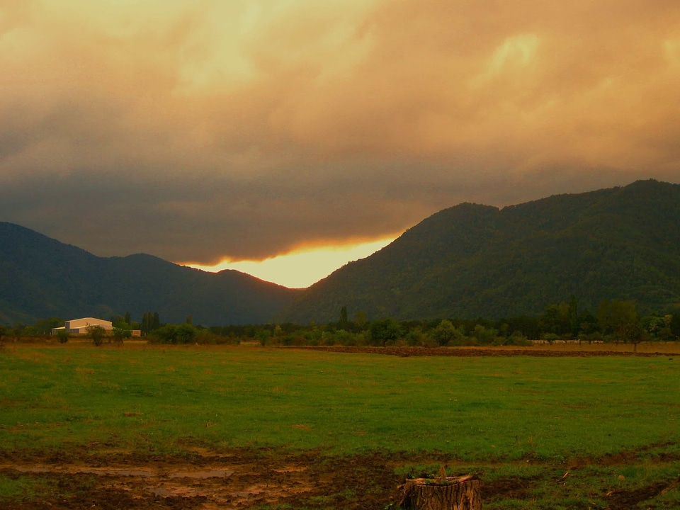 Backlight countryside dawn photo