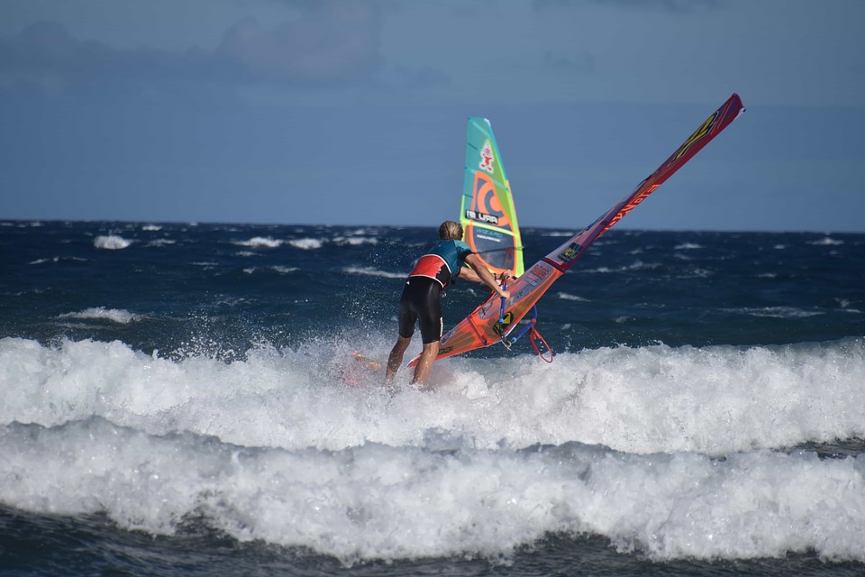 Athlete beach boat