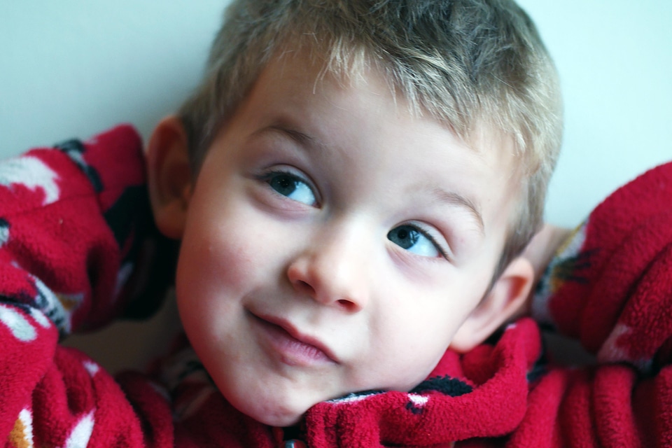 Adorable boy cheerful