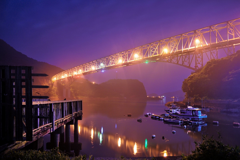 Bridge sea night ship