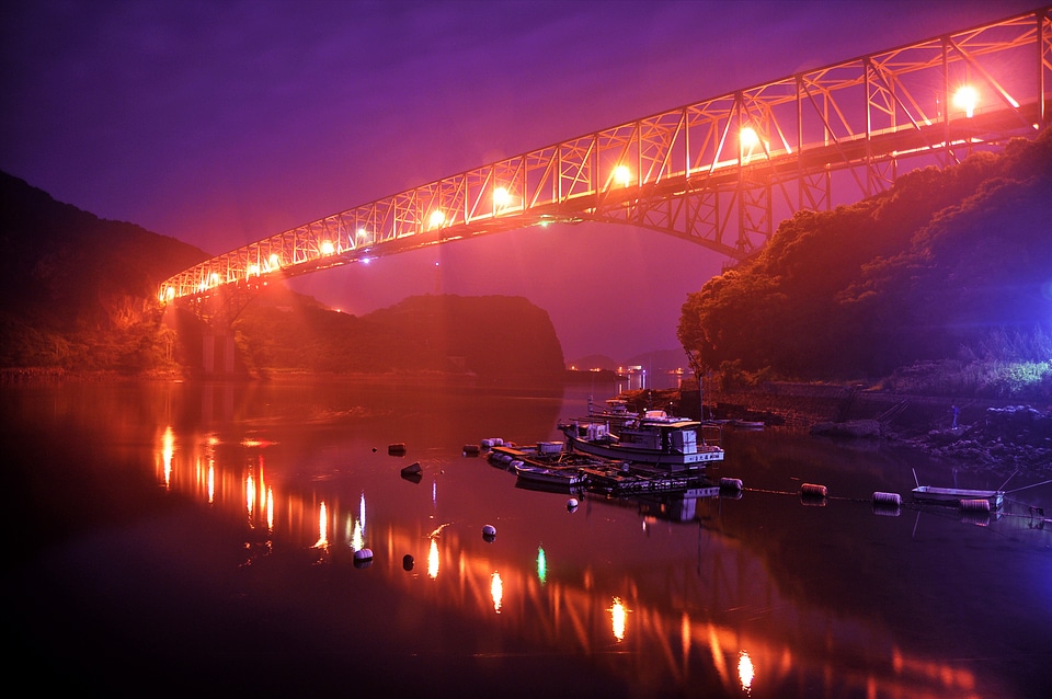 Bridge sea night ship