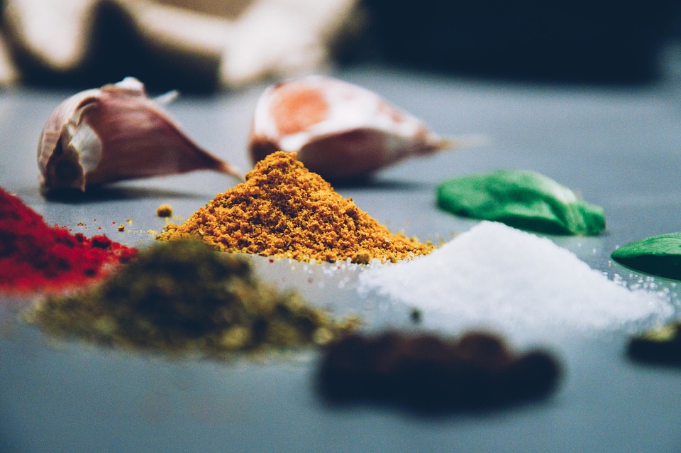 Colorful garlic ginger