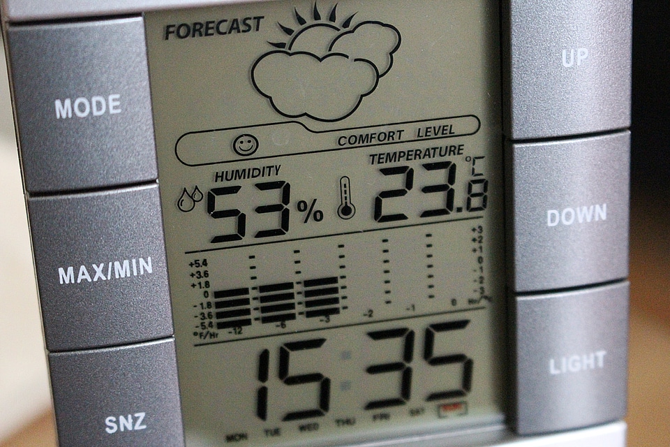 Digital display clock humidity
