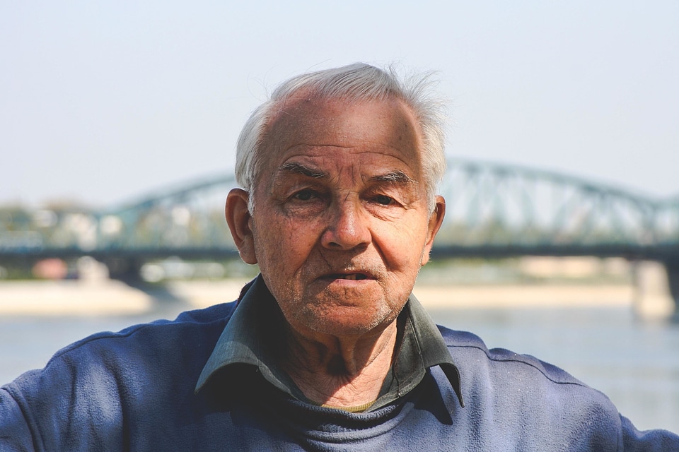 Elderly grandfather happy