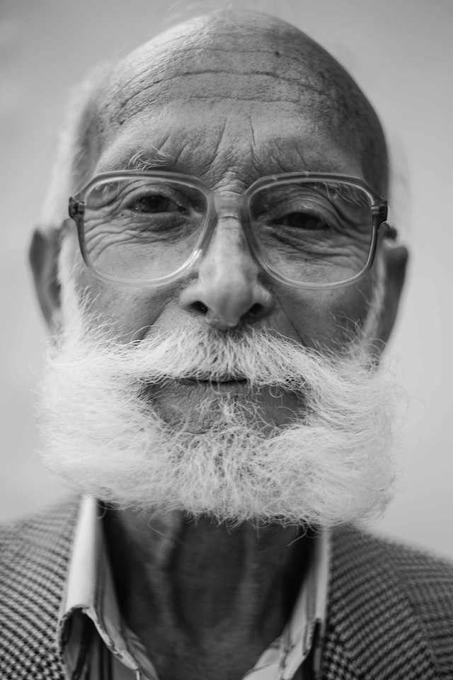 Beard black and white elder photo
