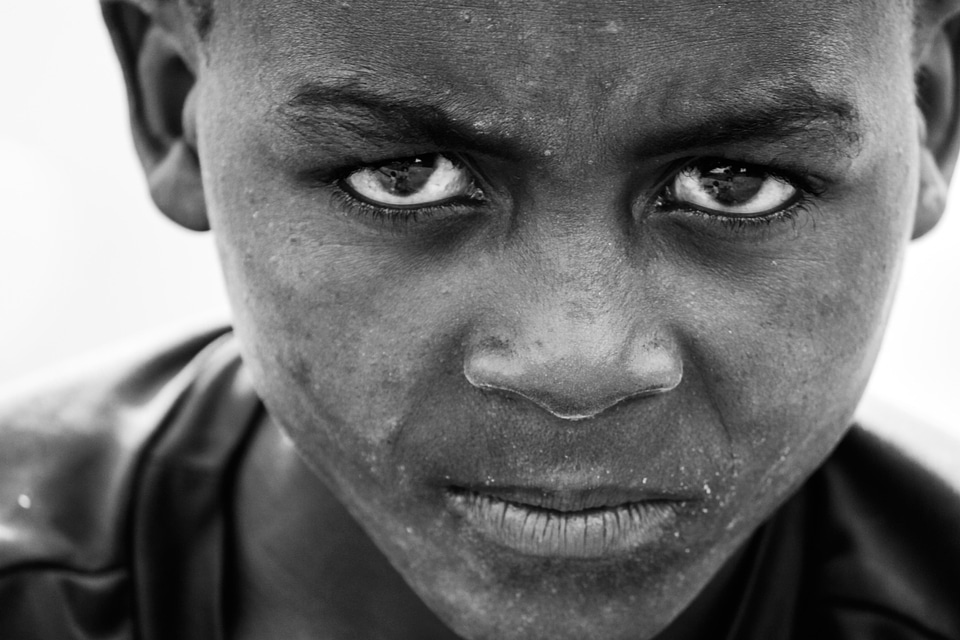 Black And White boy child photo