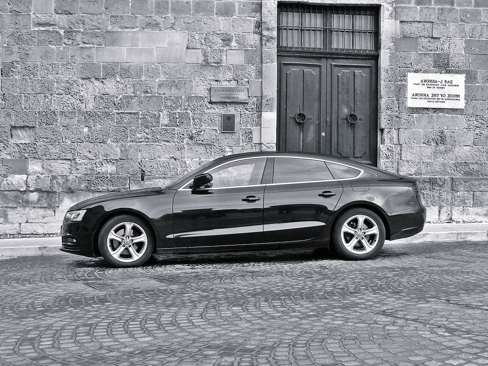 Automobile automotive black and white photo