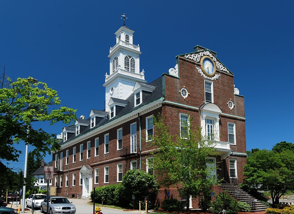 Building clock tower trees photo