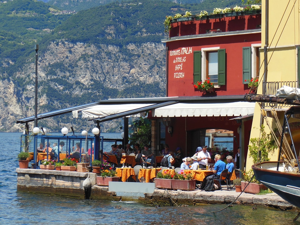 Malcesine tourists fish restaurant