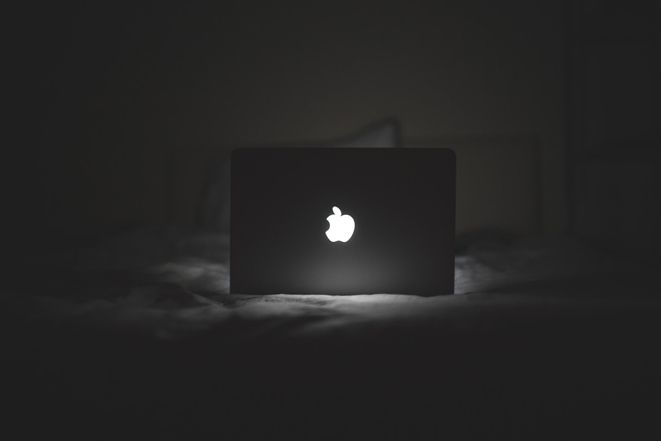 Apple Computer black black and white