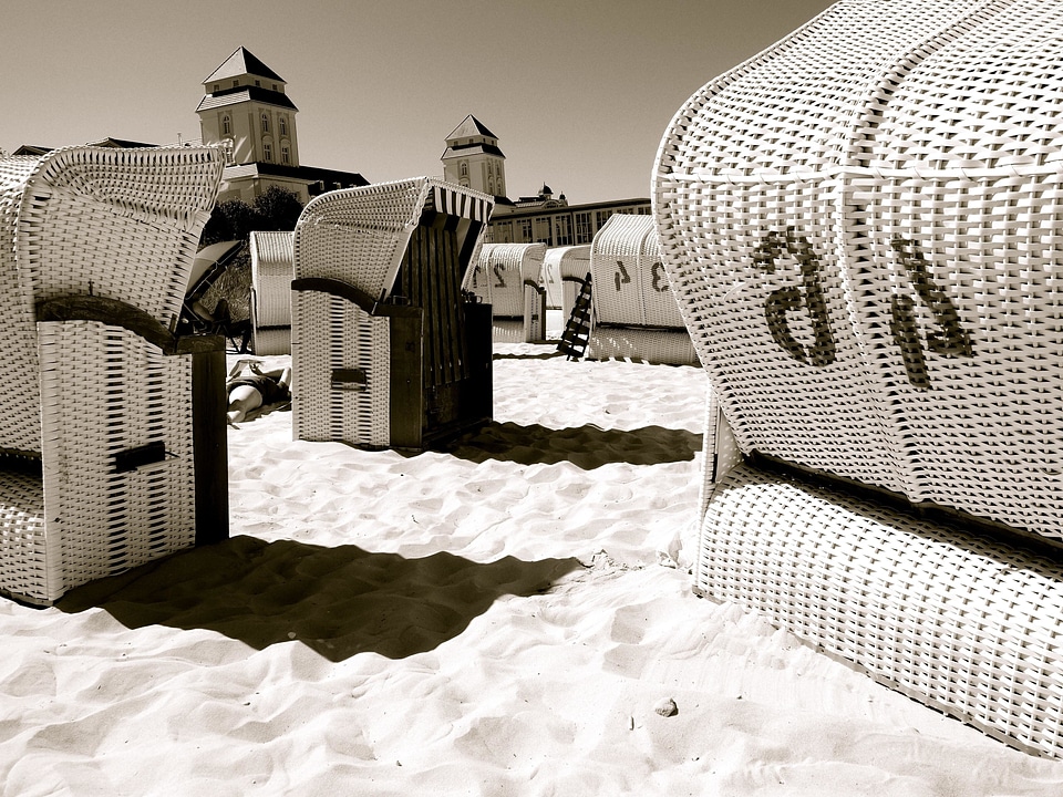 Beach black and white gray