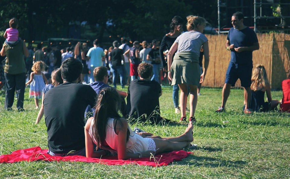 Crowd grass lawn photo