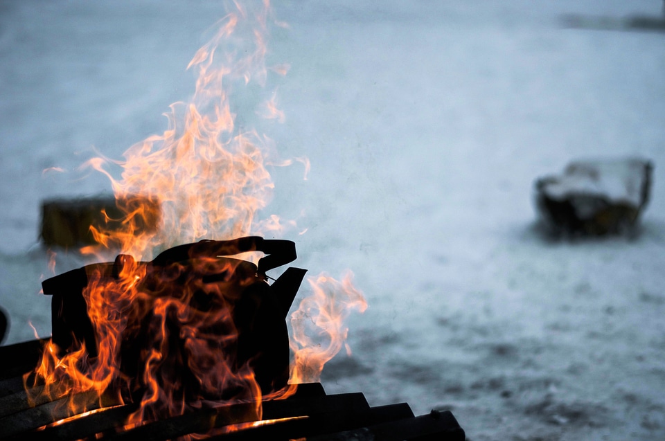 Burn campfire coal