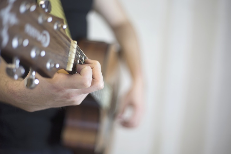 Detail guitar indoors