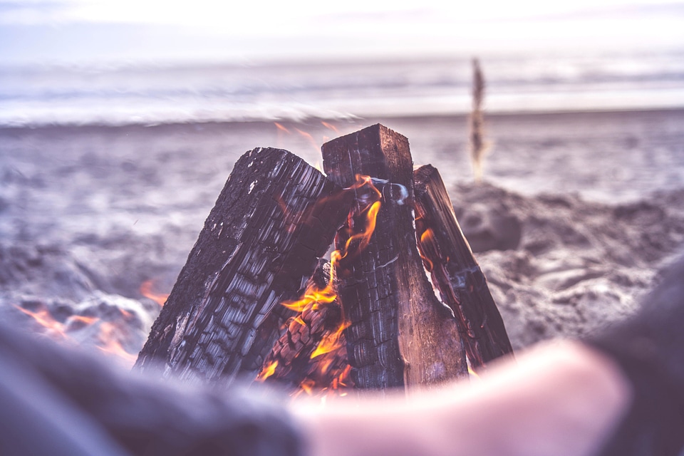 Beach campfire fire