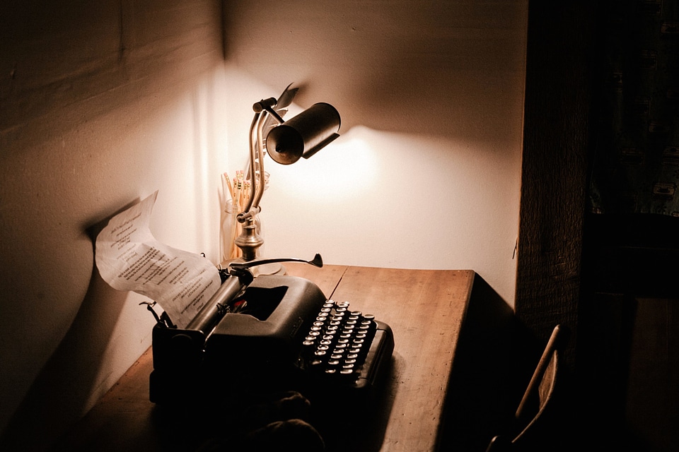 Antique dark desk photo