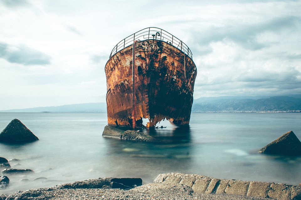 Abandoned boat clouds