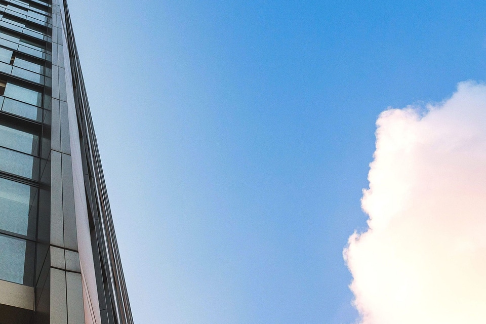 Angle architecture blue sky