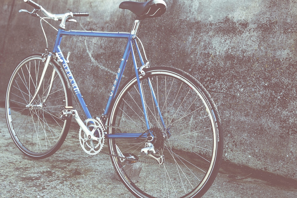 Antique asphalt bicycle