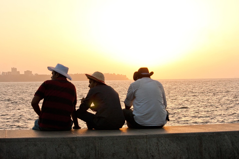 Adult beach family