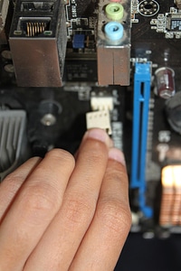 Computer hand motherboard photo
