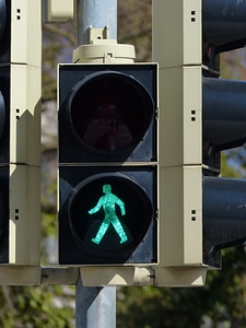 Traffic light signal green shining