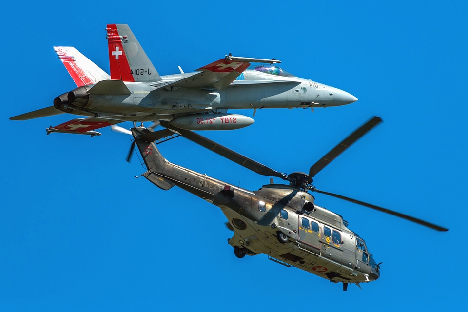 Aircraft blue sky helicopter