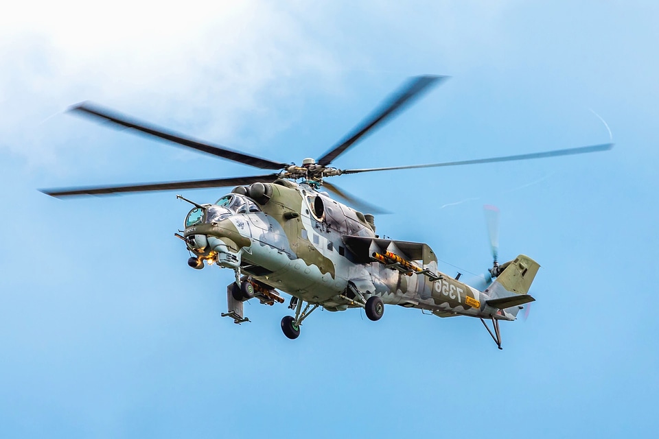 Aircraft blue sky helicopter