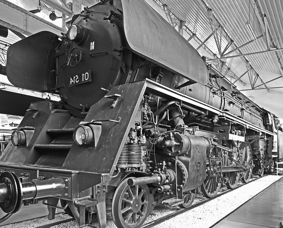 Black And White engine locomotive