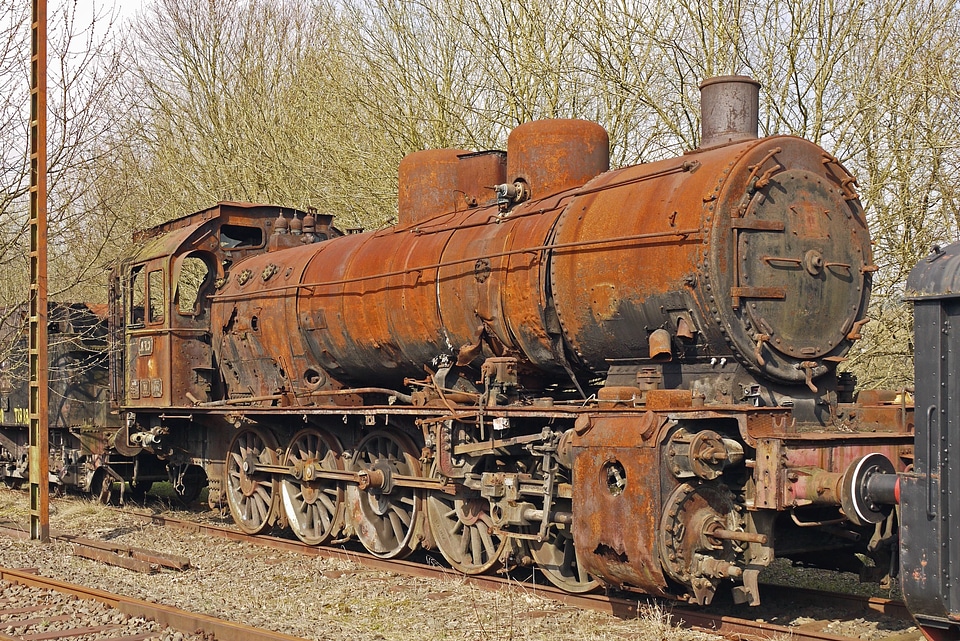 Abandoned cast iron locomotive