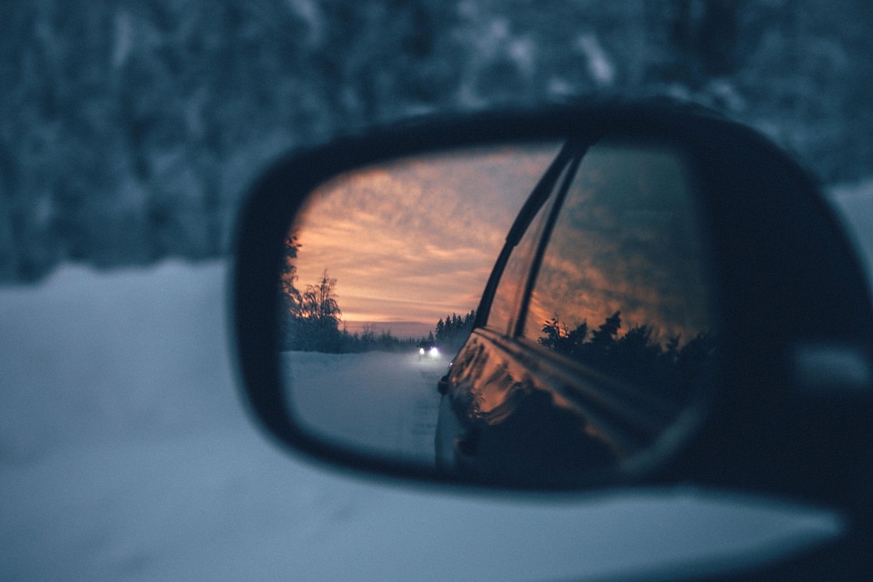 Car dusk landscape