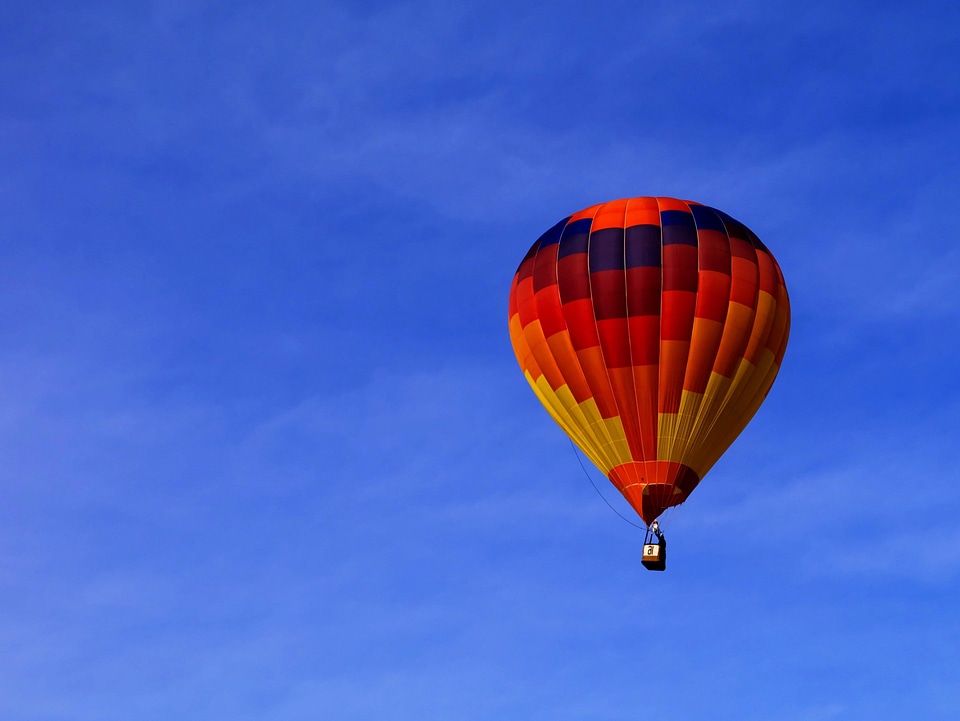 Aircraft balloon blue sky
