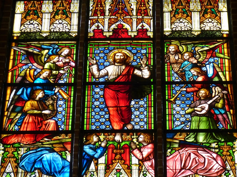 Stained glass church window gothic