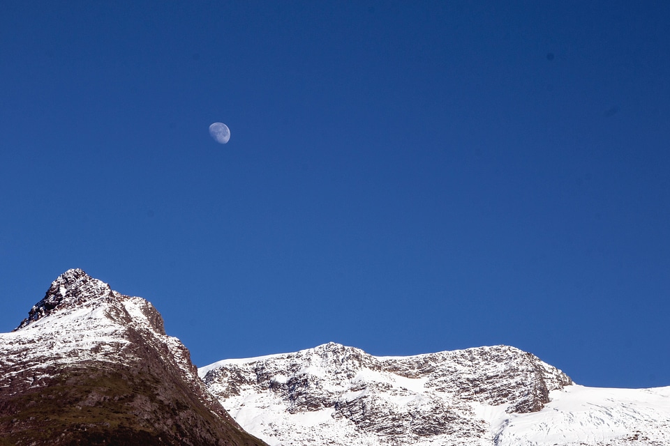 Cold landscape moon photo