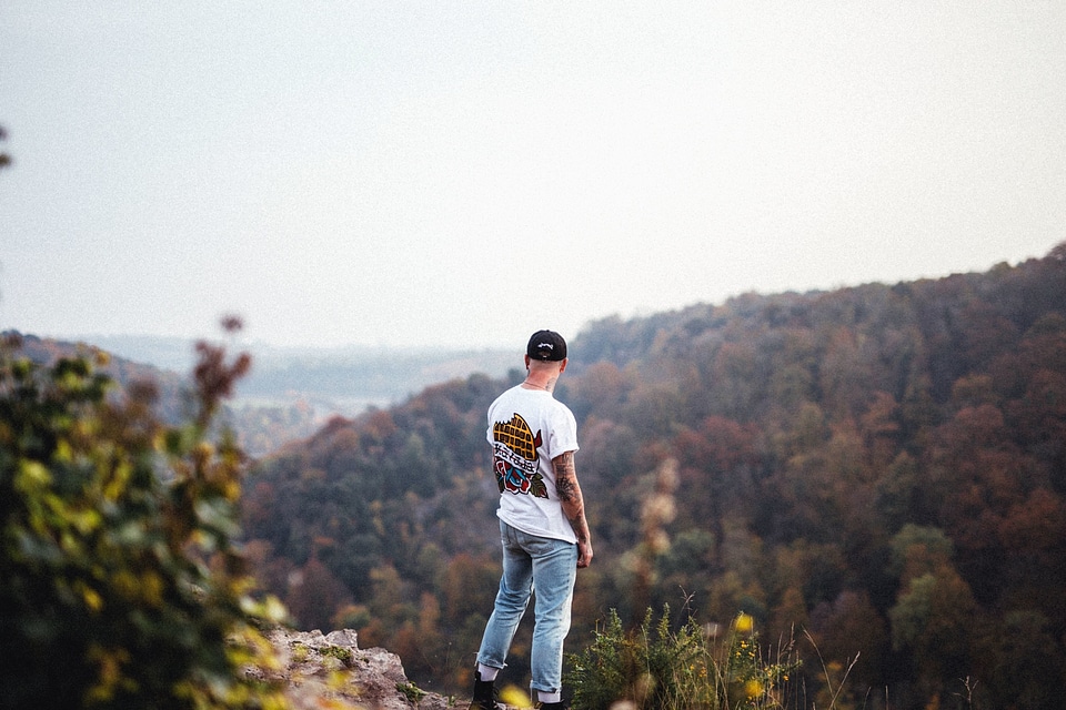 Forest landscape man