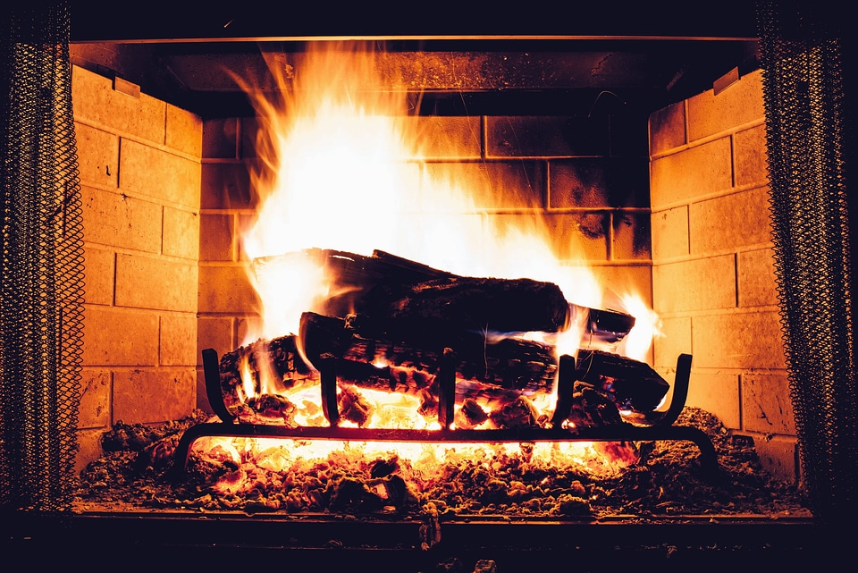 Brick fire fireplace photo