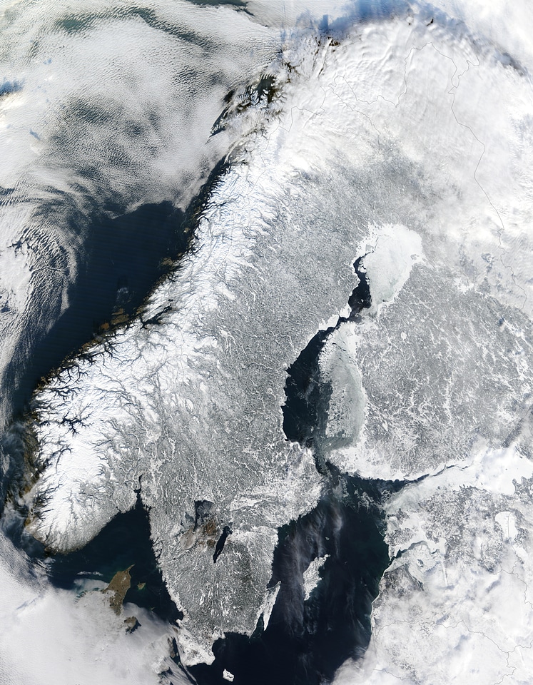 Iced satellite image aerial view