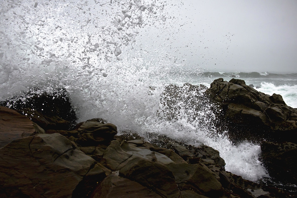 Cloudy coast ocean