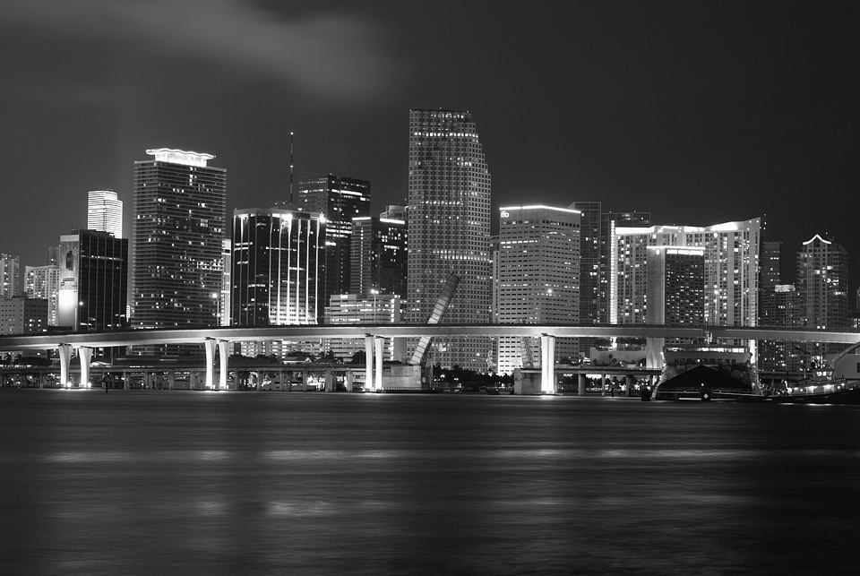 Architecture black and white bridge