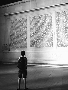 Architecture backpack black and white photo